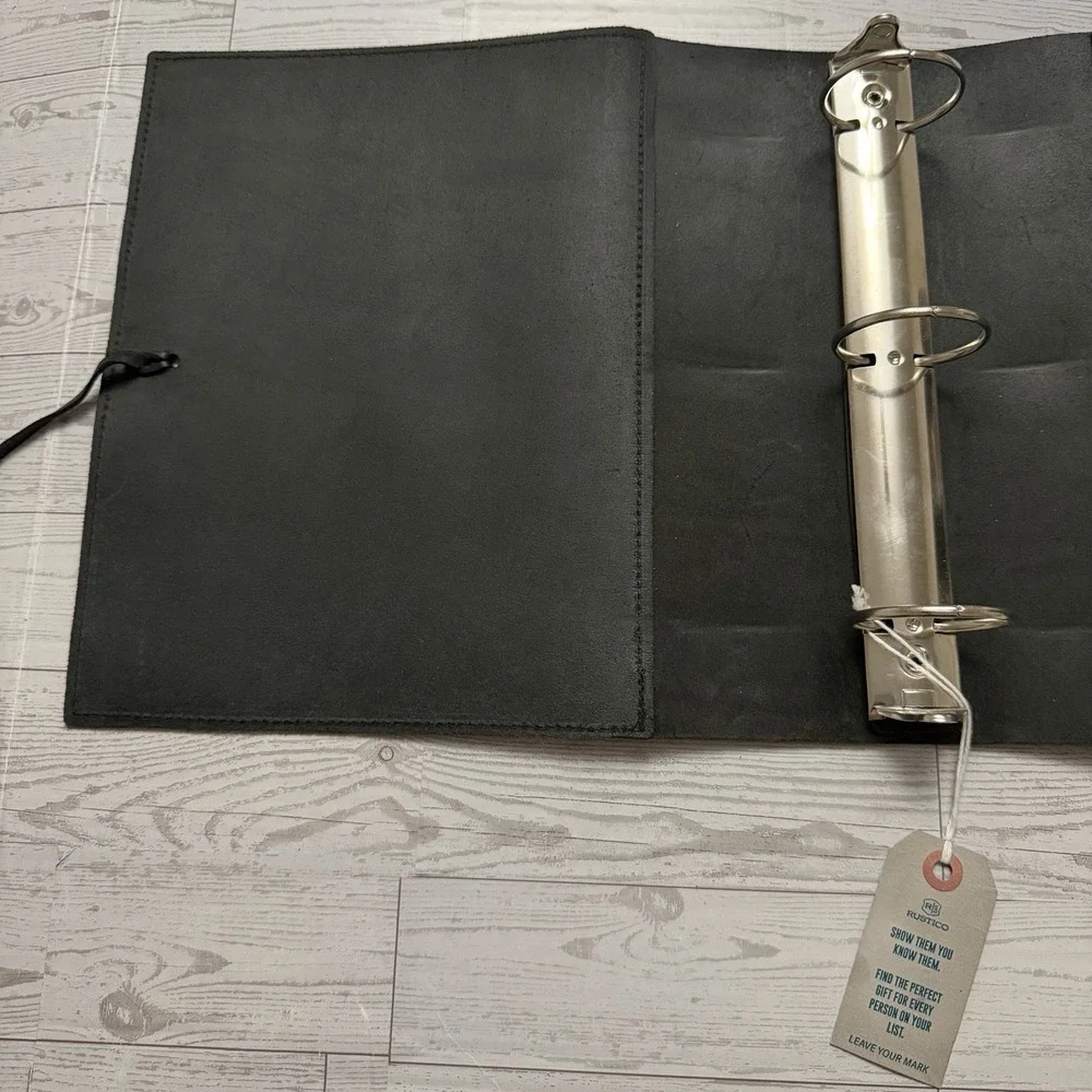 New with Tags - Rustico Black 100% Leather Soft Binder Journal 3-Ring